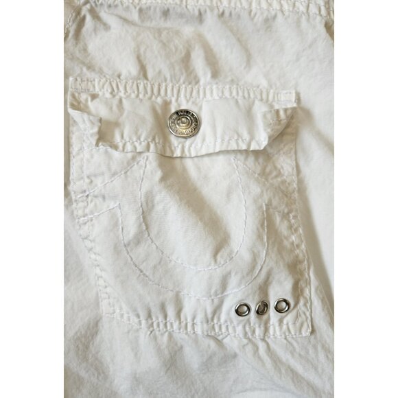 True Religion Womens Military Cargo Pants 26 White Straight Adjustable Waist/Leg - Picture 10 of 16